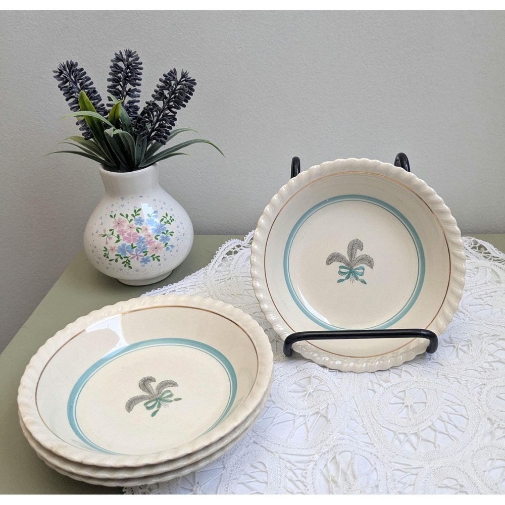 Set of‎ 4 Johnson Bros Small Bowls 5" Vintage Blue White Dessert Bowls Cottage